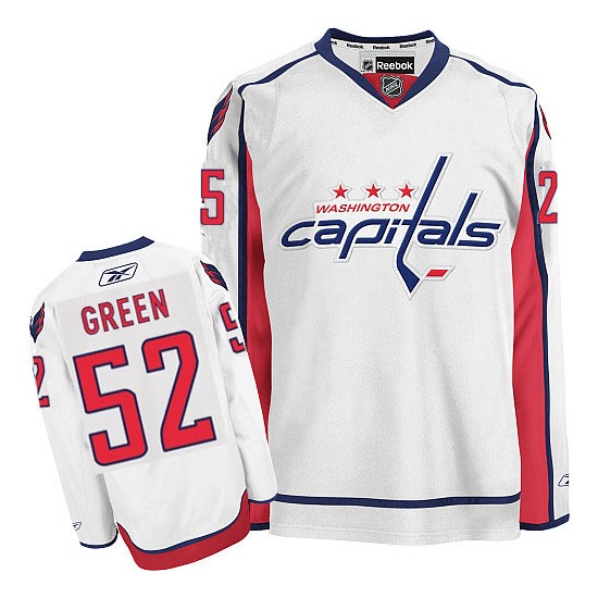Washington Capitals #52 Men's Mike Green Reebok Premier White Away Jersey Washington Capitals #52 Men's Mike Green Reebok Premier White Away Jersey