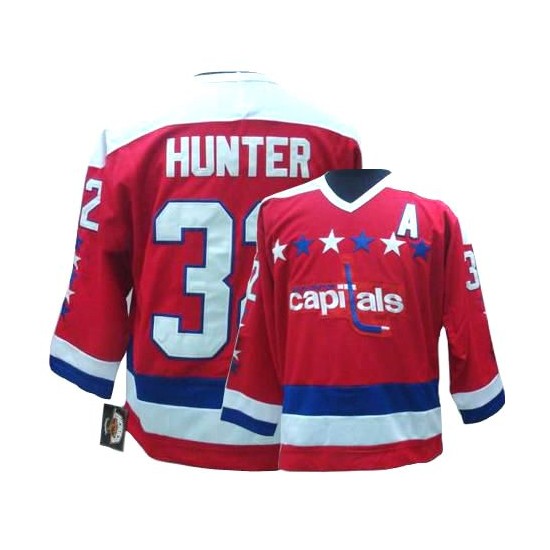 Washington Capitals ＃32 Men's Dale Hunter CCM Authentic Red Throwback