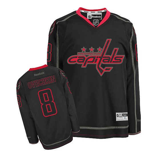 Washington Capitals ＃8 Men's Alex Ovechkin Reebok Authentic Black Ice Jersey