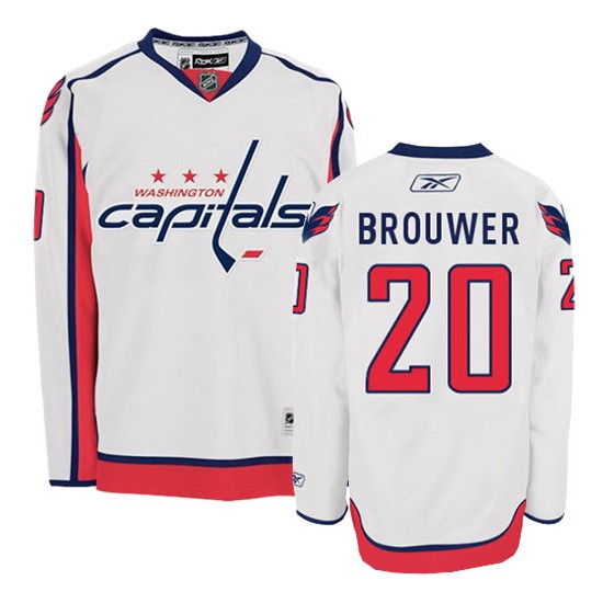 Washington Capitals #20 Men's Troy Brouwer Reebok Authentic White Away Jersey Washington Capitals #20 Men's Troy Brouwer Reebok Authentic White Away Jersey