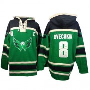 Washington Capitals ＃8 Men's Alex Ovechkin Old Time Hockey Authentic Green St. Patrick's Day McNary Lace Hoodie Jersey