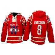 Washington Capitals ＃8 Men's Alex Ovechkin Old Time Hockey Authentic Red 2015 Winter Classic Sawyer Hooded Sweatshirt Jersey