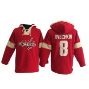 Washington Capitals ＃8 Men's Alex Ovechkin Old Time Hockey Authentic Red Pullover Hoodie Jersey