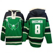 Washington Capitals ＃8 Men's Alex Ovechkin Old Time Hockey Premier Green St. Patrick's Day McNary Lace Hoodie Jersey