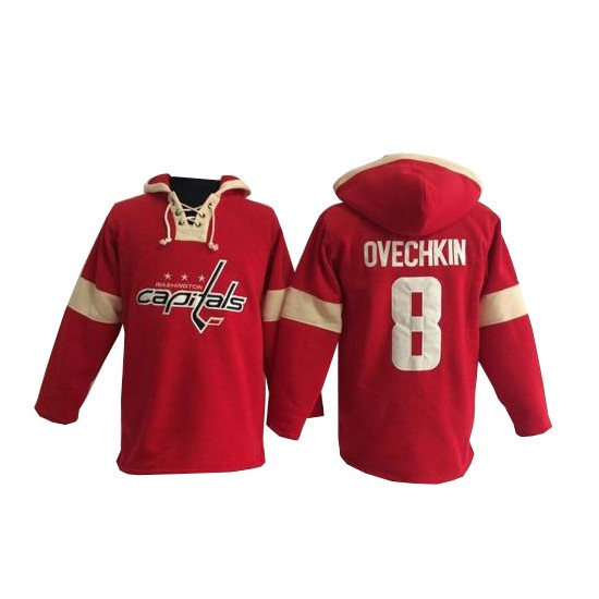 Washington Capitals #8 Men's Alex Ovechkin Old Time Hockey Premier Red Pullover Hoodie Jersey Washington Capitals #8 Men's Alex Ovechkin Old Time Hockey Premier Red Pullover Hoodie Jersey