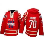 Washington Capitals ＃70 Men's Braden Holtby Old Time Hockey Authentic Red 2015 Winter Classic Sawyer Hooded Sweatshirt Jersey