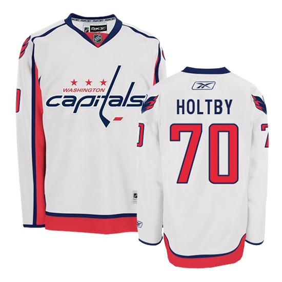 Washington Capitals #70 Women's Braden Holtby Reebok Authentic White Away Jersey Washington Capitals #70 Women's Braden Holtby Reebok Authentic White Away Jersey